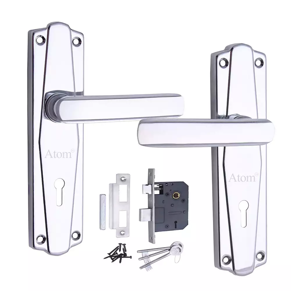 Atom Locks Lezend Mortise Door Handleset with Mortise Lock Atom 609 K.Y Cp Finish