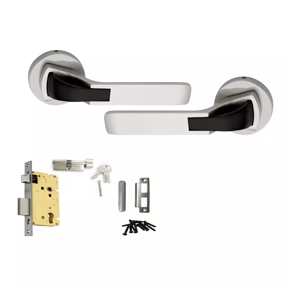 Atom Locks Mortise Door Handleset with Mortise Lock Atom O-42 Rose with Osk 10 (Inch)(S.S. Finish)