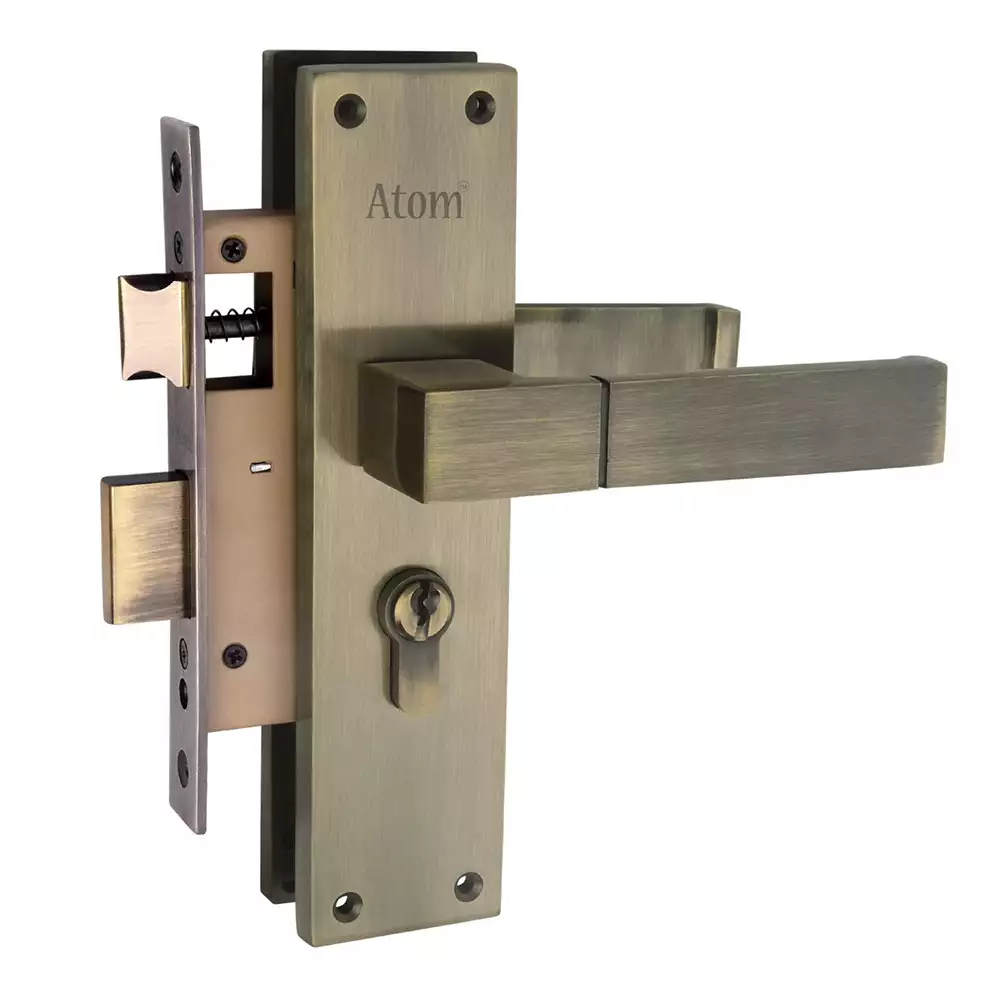 Atom Locks Mortise Door Handleset with Mortise Lock and Cylindrical Lock Atom Al-51 C/Y B.A. 8inch With Osk 60mm