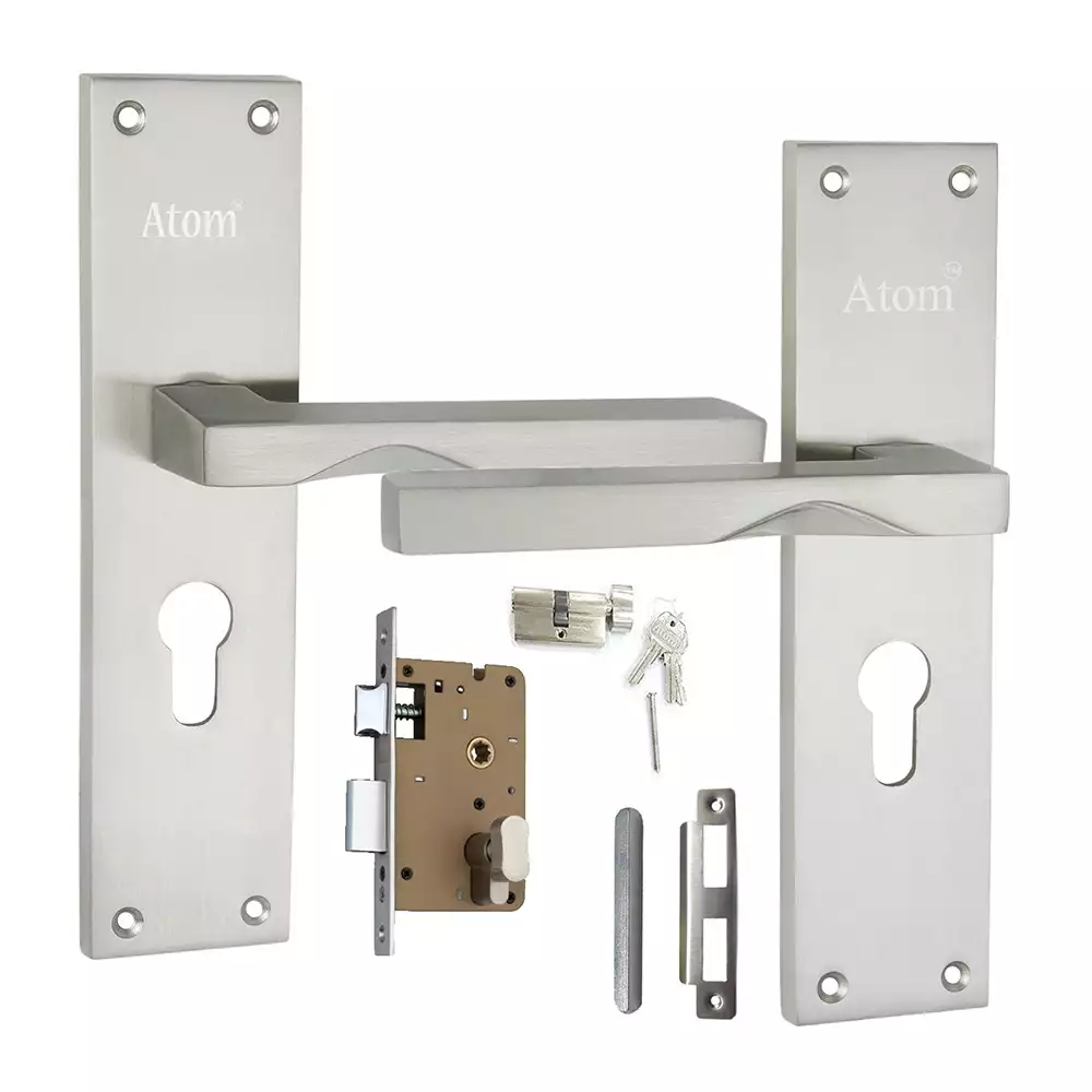 Atom Locks Mortise Door Handleset with Mortise Lock and Cylindrical Lock Atom Al-53 C/Y S.S. 8inch With Osk 60mm