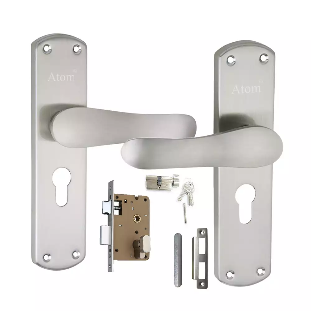 Atom Locks Mortise Door Handleset with Mortise Lock and Cylindrical Lock Atom 804 C/Y S.S. 8inch With Osk 60mm