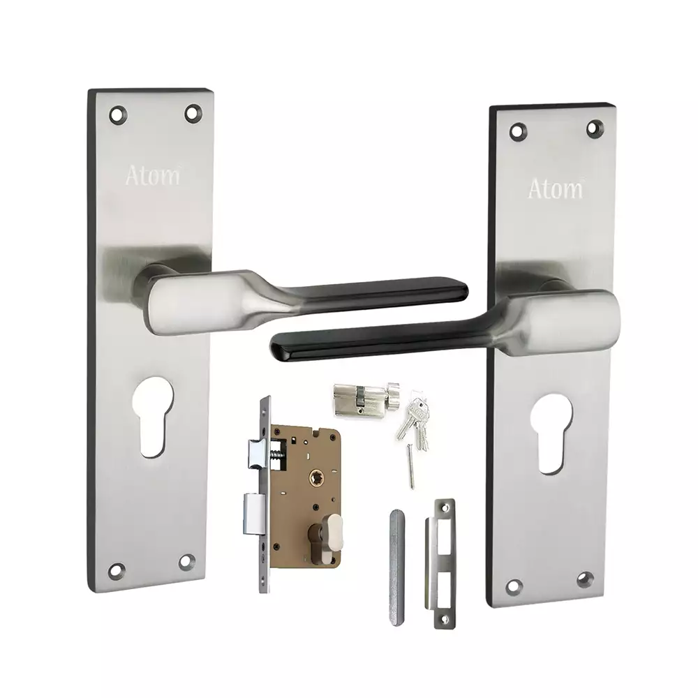 Atom Locks Mortise Door Handleset with Mortise Lock and Cylindrical Lock Atom Al-52 C/Y B.S. 8inch With Osk 60mm