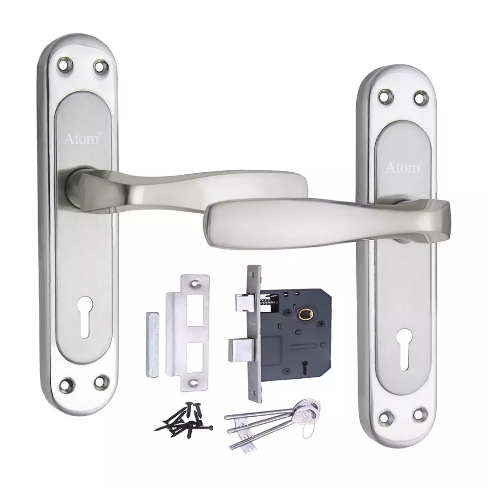 Atom Locks Lezend Double Action Mortise Door Handleset with Mortise Lock Atom Panda K.Y S.S. 8inch Stainless Steel 304 Grade (65 mm)