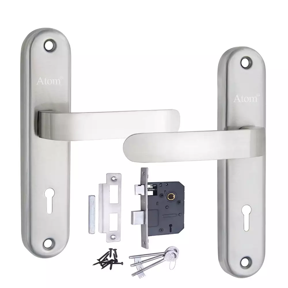 Atom Locks Lezend Double Action Mortise Door Handleset with Mortise Lock Atom Liza K.Y S.S. 8inch Stainless Steel 304 Grade (65mm)