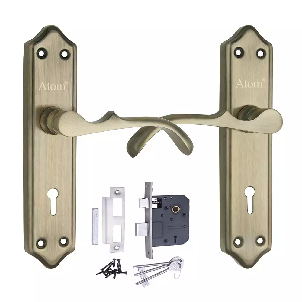 Atom Locks Lezend Double Action Mortise Door Handleset with Mortice Lock Atom Mercury K.Y Ant. 7.5inch Stainless Steel 304 Grade 65 mm