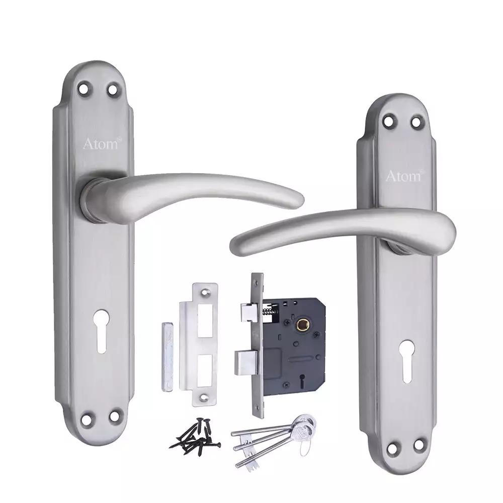 Atom Locks Lezend Double Action Mortise Door Handleset with Mortise Lock Atom Gama K.Y S.S. 7.5inch Stainless Steel 304 Grade 65mm