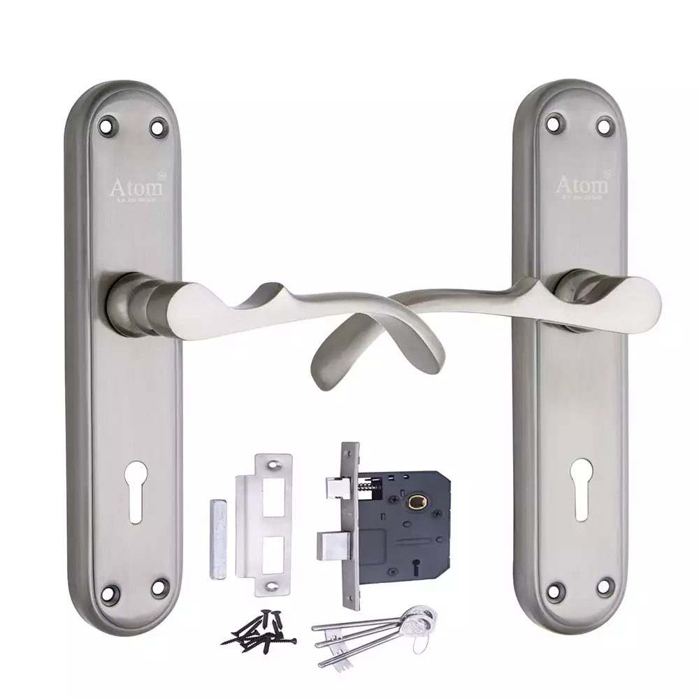 Atom Locks Lezend Double Action Mortise Door Handleset with Mortise Lock Atom Venus K.Y S.S. 7.5inch Stainless Steel 304 Grade (65 mm)