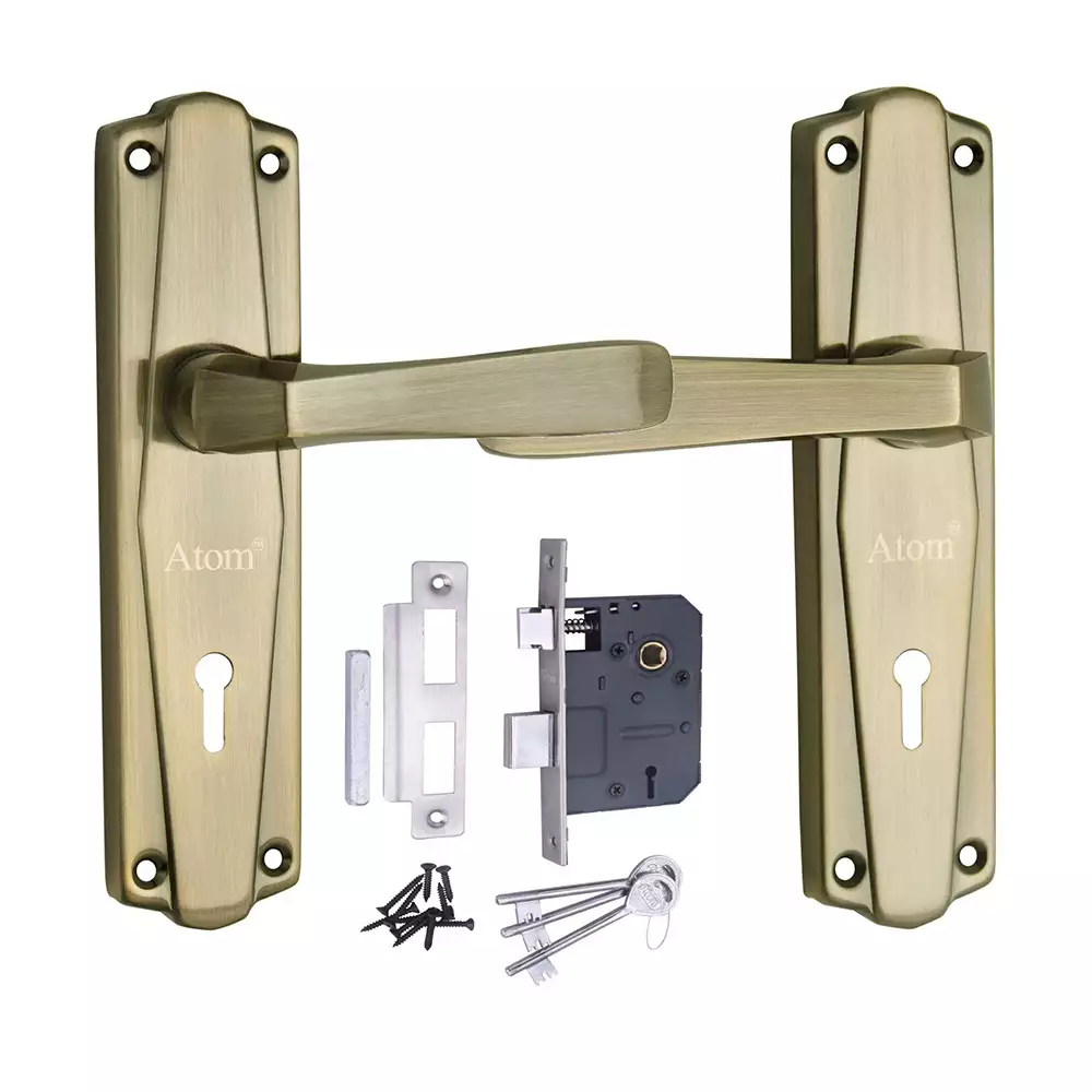 Atom Locks Lezend Double Action Mortise Door Handleset with Mortise Lock Atom 608 K.Y B/A