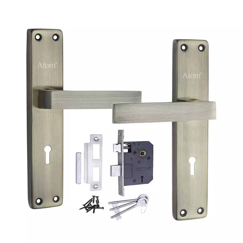 Atom Locks Lezend Double Action Mortise Handleset with Mortise Lock Atom Fortune K.Y B/A Stainless Steel 304 Grade