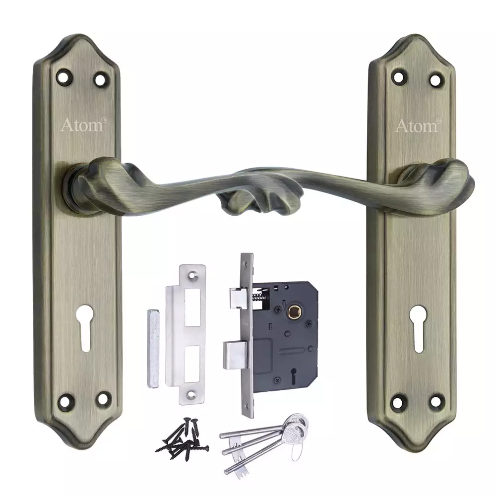 Atom Locks Lezend Double Action Mortise Door Handleset with Mortise Lock Atom Pluto K.Y B/A Stainless Steel 304 Grade