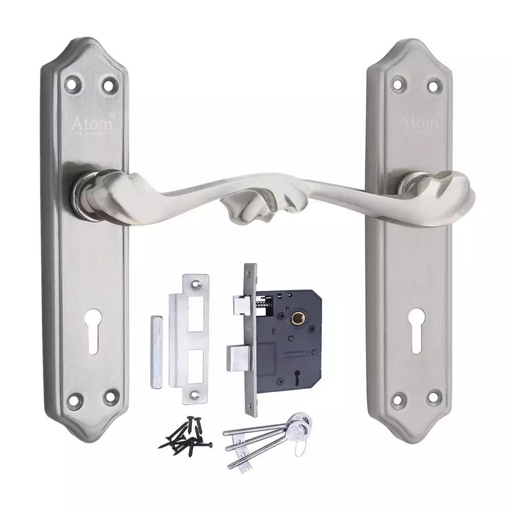 Atom Locks Lezend Double Action Mortise Door Handleset with Mortise Lock Atom Pluto K.Y S/S. Stainless Steel 304 Grade