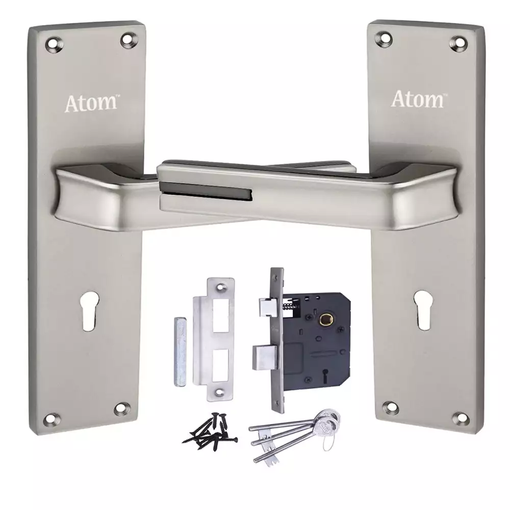 Atom Locks Double Action Mortise Door Handleset with Mortise Lock O-44 Ky S.S (65 mm) 