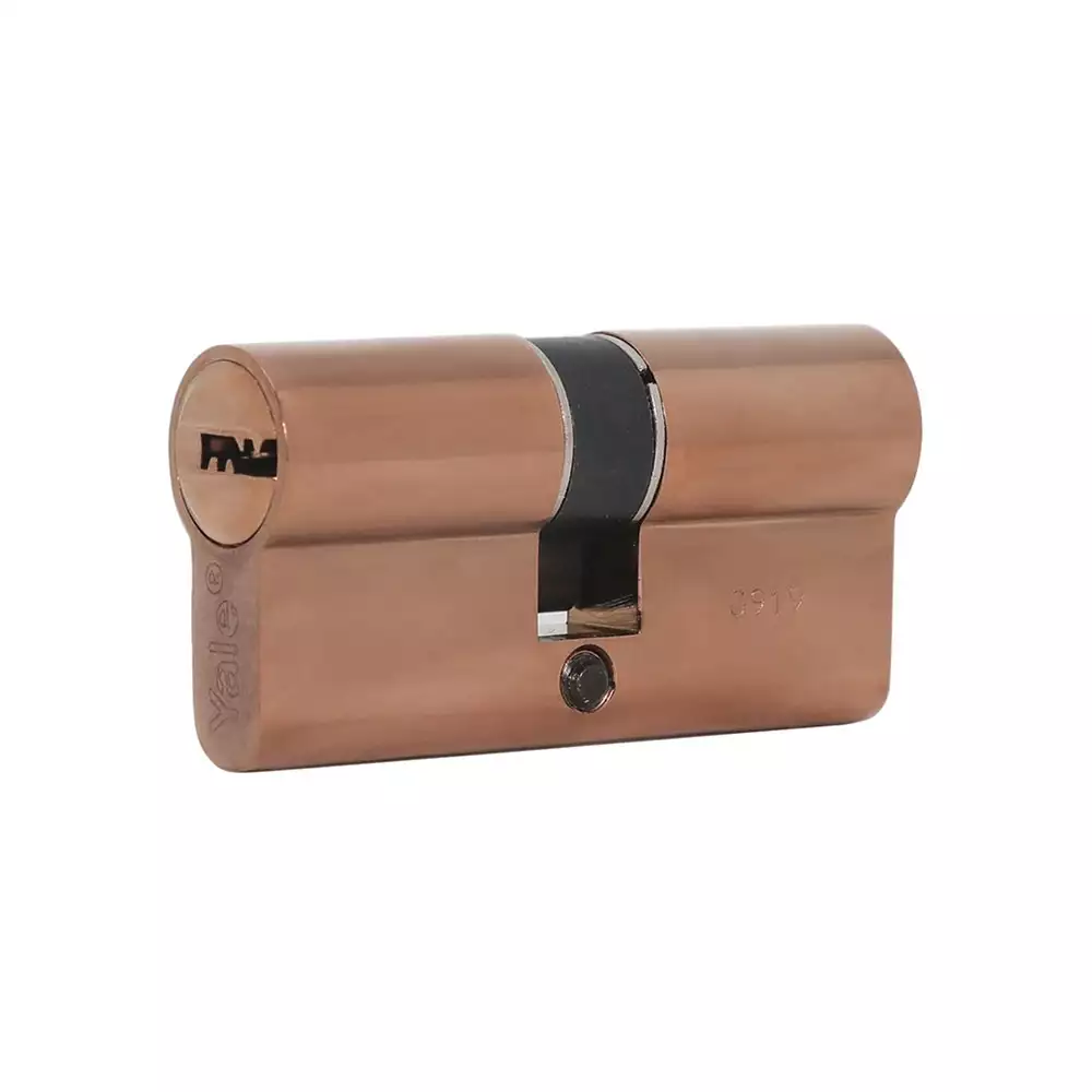 Yale Euro Profile Cylinder 60 mm, Bothside Key With Dimple Key, PVD Rose Gold