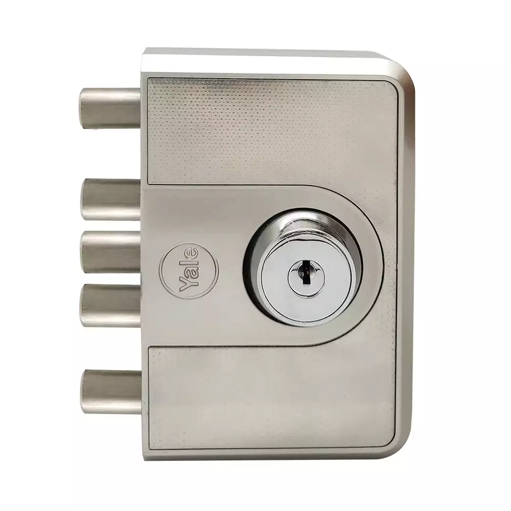 Yale CBD-Cinco 500 Double Cylinder Rim Lock With 5 Dead Bolt, Both Side Keys, Silver