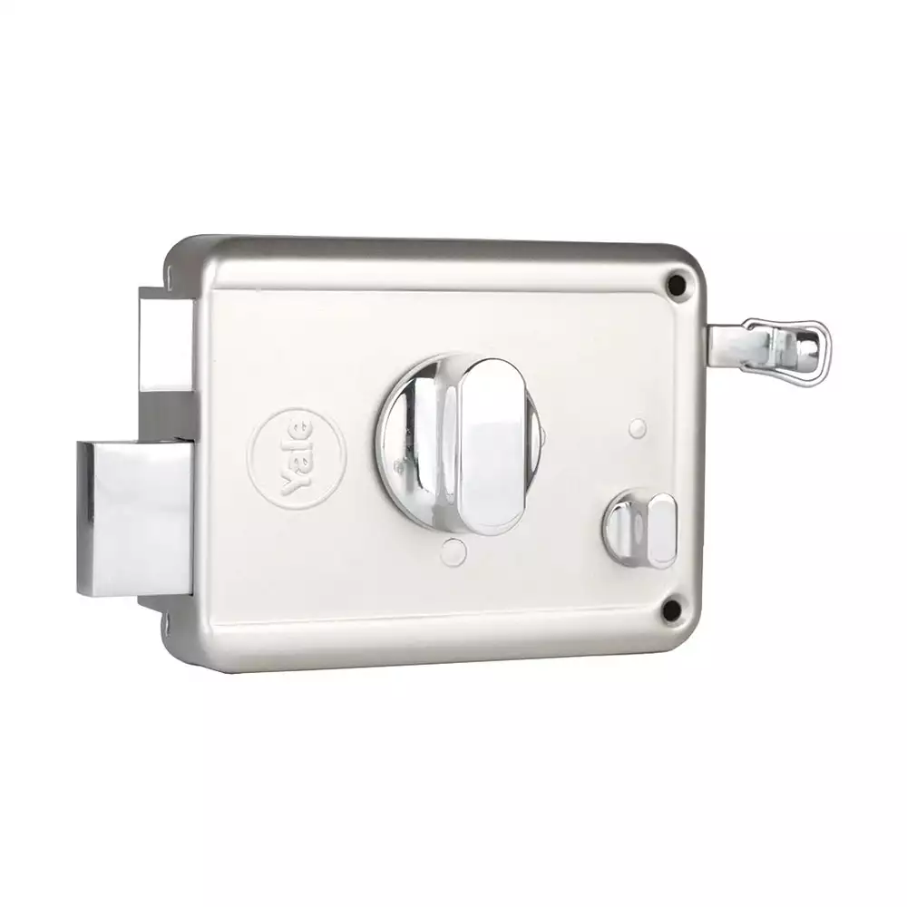 Yale R600 Series Rim Lock One Side Key & One Side Knob With Regular Key (Satin Steel)