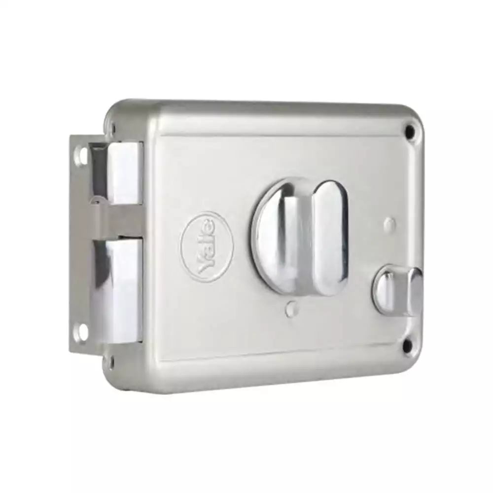 Yale R601 Rim Lock With Two Deadbolts, One Side Keys & One Side Knob With Regular Key, Satin Steel