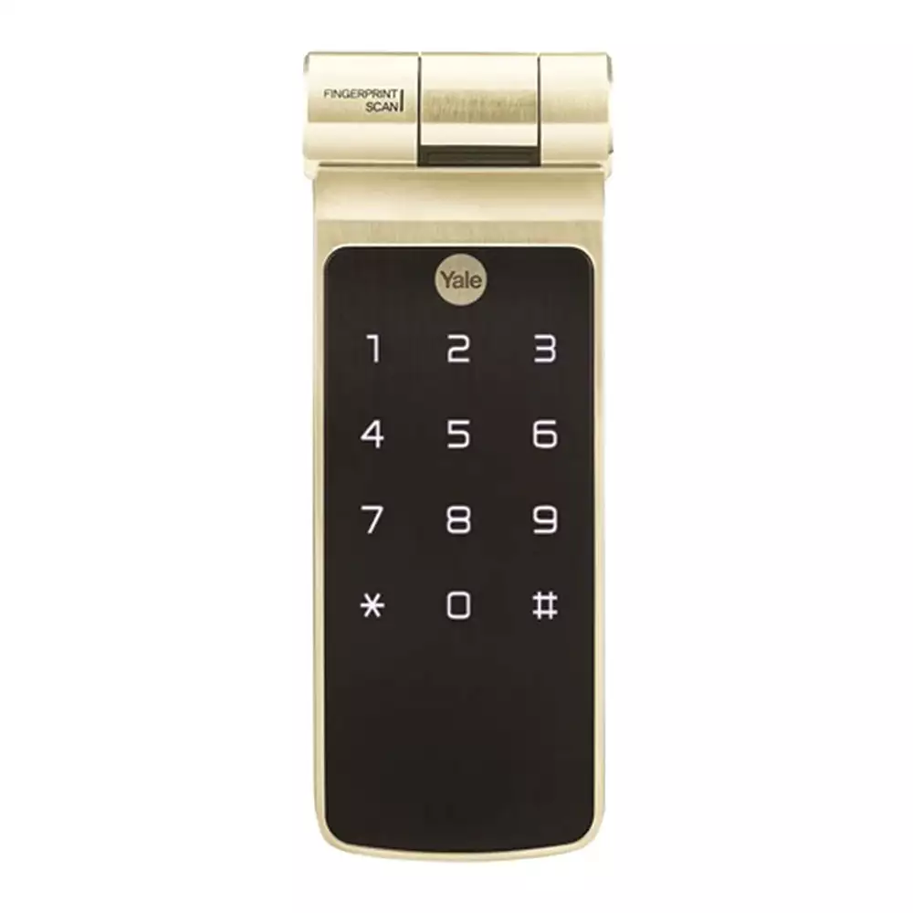 Yale YDR 41 Rim Smart Door Lock for Home With Fingerprint, Pin Code, Work With App & Remote Control Access, Champagne Gold (3 Years Warranty)