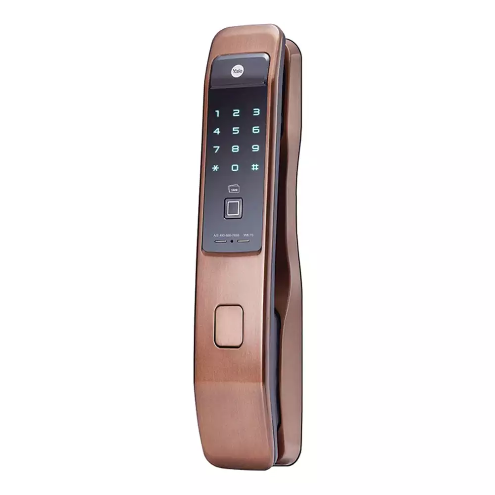 Yale YMI 70 CG Push Pull Mortise Smart Door Lock With Fingerprint, RFID, Key, Pin Code, App & Remote Control, Bronze (3 Years Warranty)