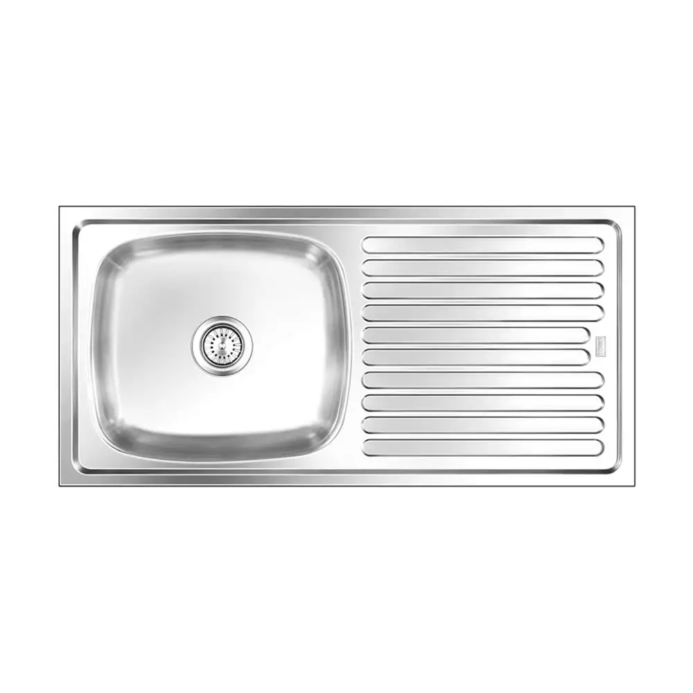 Nirali Elegance Pressed Stainless Single Bowl Kitchen Sink + Coupling Anti-Scratch - (36 x 18 ) inches