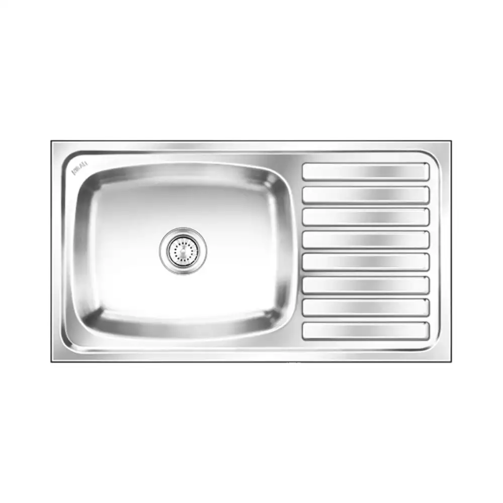 Nirali Elegance Ultra Big Pressed Stainless Single Bowl Kitchen Sink + Coupling Glossy - (36 x 20) Inches