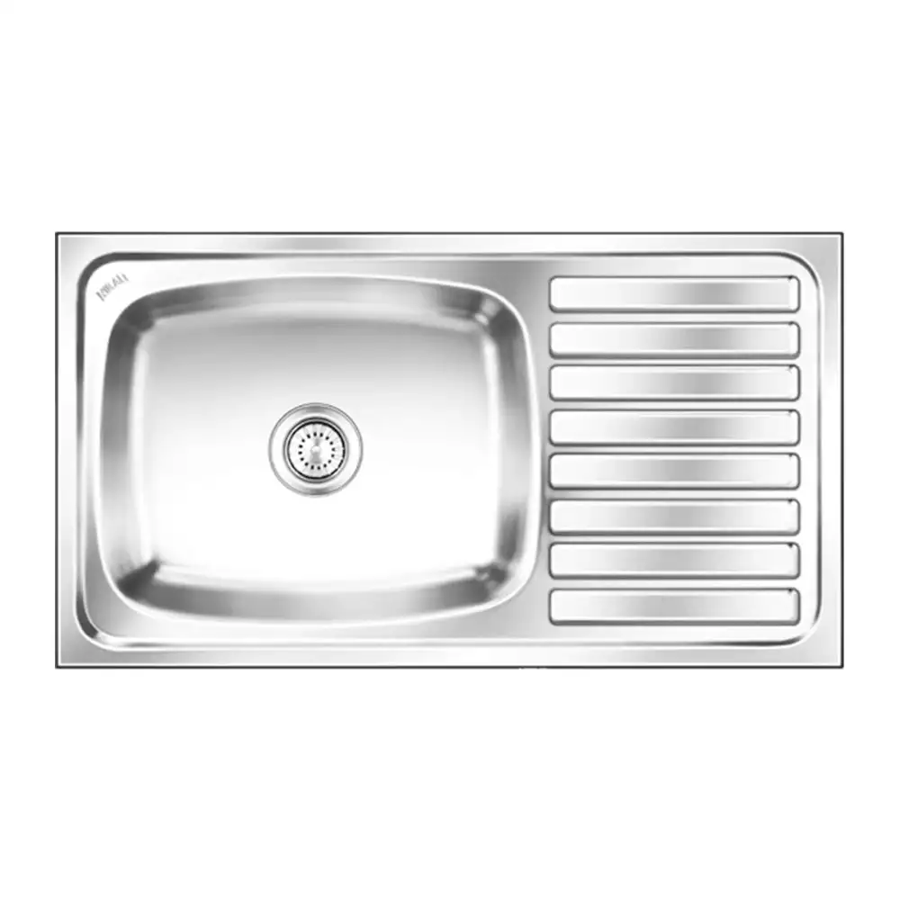 Nirali Elegance Ultra Large Pressed Stainless Single Bowl Kitchen Sink + Coupling Satin - (39.5 x 20) Inches