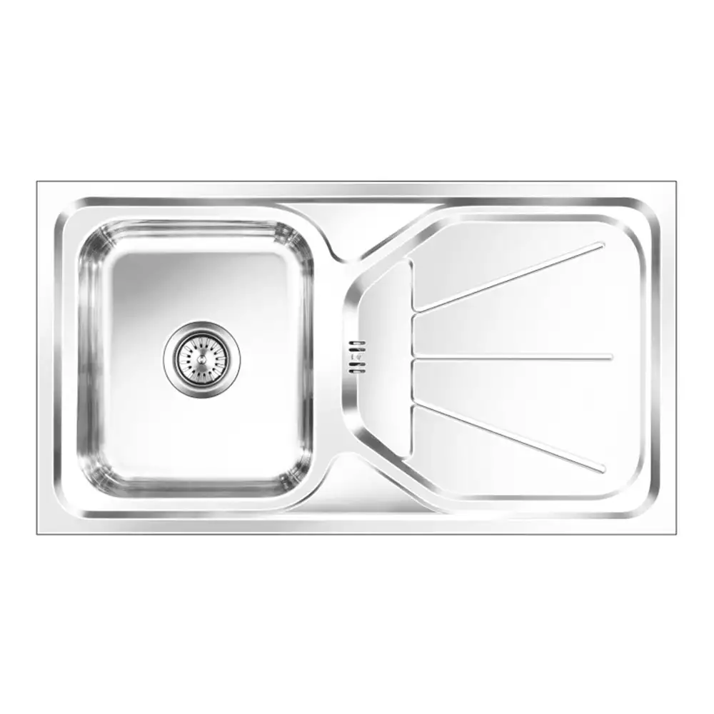 Nirali Elegance Unique Big Pressed AISI 304 Grade Stainless Steel Single Bowl Kitchen Sink + Coupling Glossy - (41 x 20) Inches