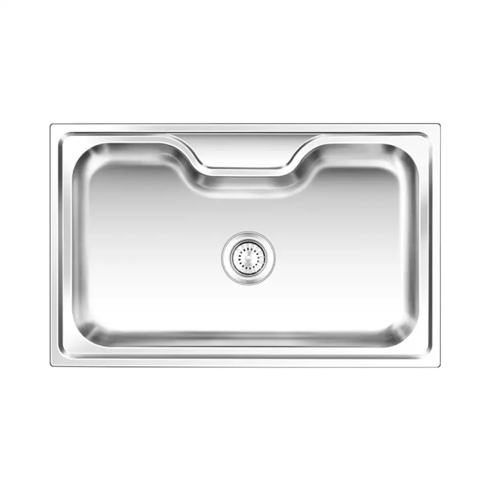 Nirali Eureka Deluxe Big Pressed Stainless Single Bowl Kitchen Sink + Coupling Satin - (32.5 x 20) Inches