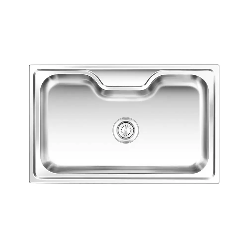 Nirali Eureka Deluxe Small Pressed Stainless Single Bowl Kitchen Sink + Coupling Glossy - (24.5 x 17.5) Inches