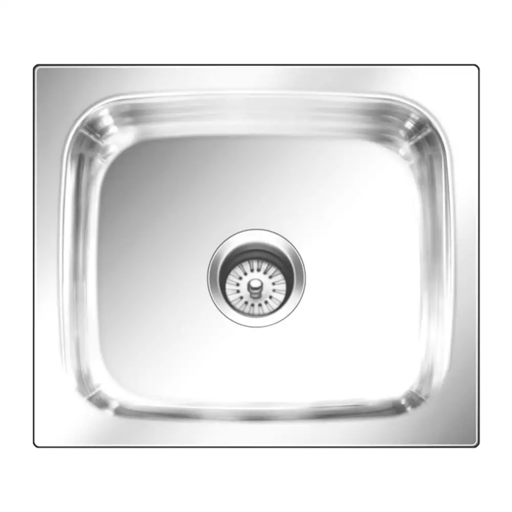 Nirali Grace Plain Jumbo Pressed Stainless Single Bowl Kitchen Sink + Coupling Glossy - (27 x 21) Inches