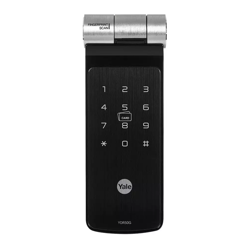 Yale YDR 50 G Rim Smart Door Lock for Home With Fingerprint, RFID, Mechanical Key, Pin Code, App & Remote Control Access, Black (3 Years Warranty)