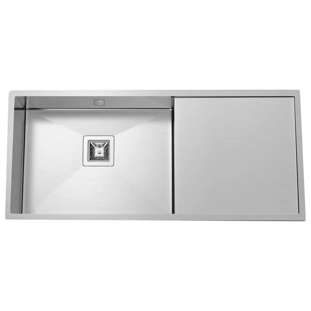 Hekken F Square With Overflow 304 Grade Stainless Steel Kitchen Sink - International Satin Finish, hek-Fsquare-11451A