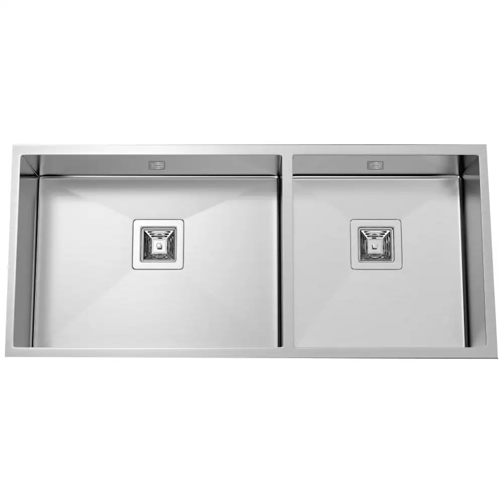 Hekken F Square With Overflow 304 Grade Stainless Steel Kitchen Sink - International Satin Finish, hek-Fsquare-11451C