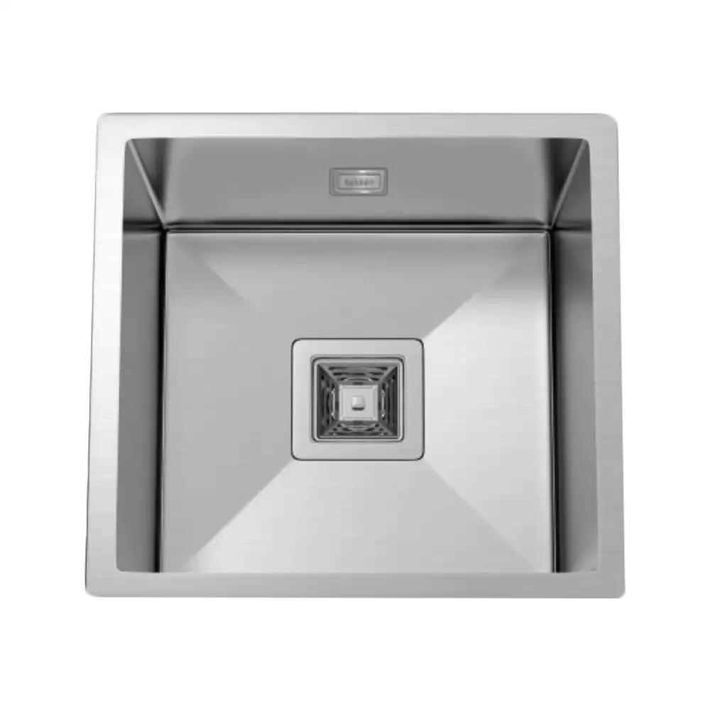 Hekken F Square With Overflow 304 Grade Stainless Steel Kitchen Sink - International Satin Finish, hek-Fsquare-3830