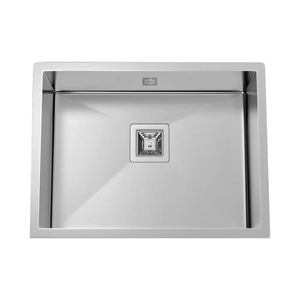 Hekken F Square With Overflow 304 Grade Stainless Steel Kitchen Sink - International Satin Finish, hek-Fsquare-6146