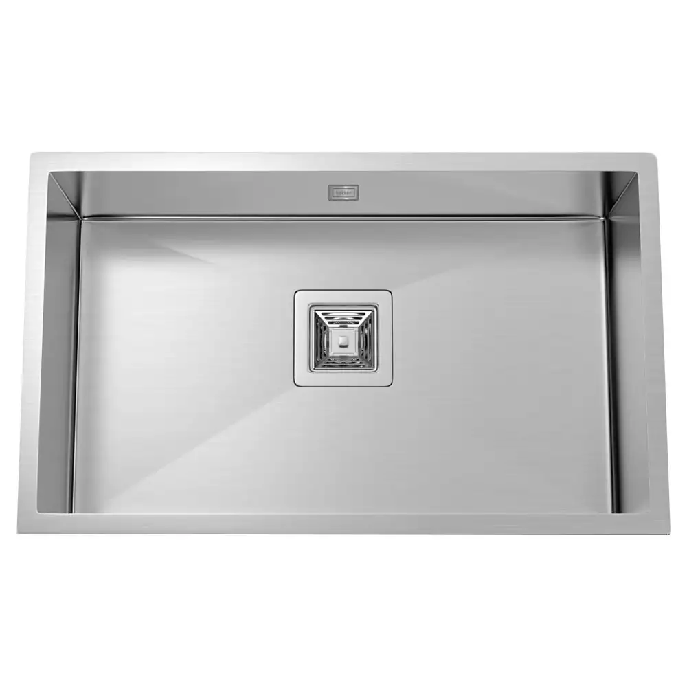 Hekken F Square With Overflow 304 Grade Stainless Steel Kitchen Sink - International Satin Finish, hek-Fsquare-7646