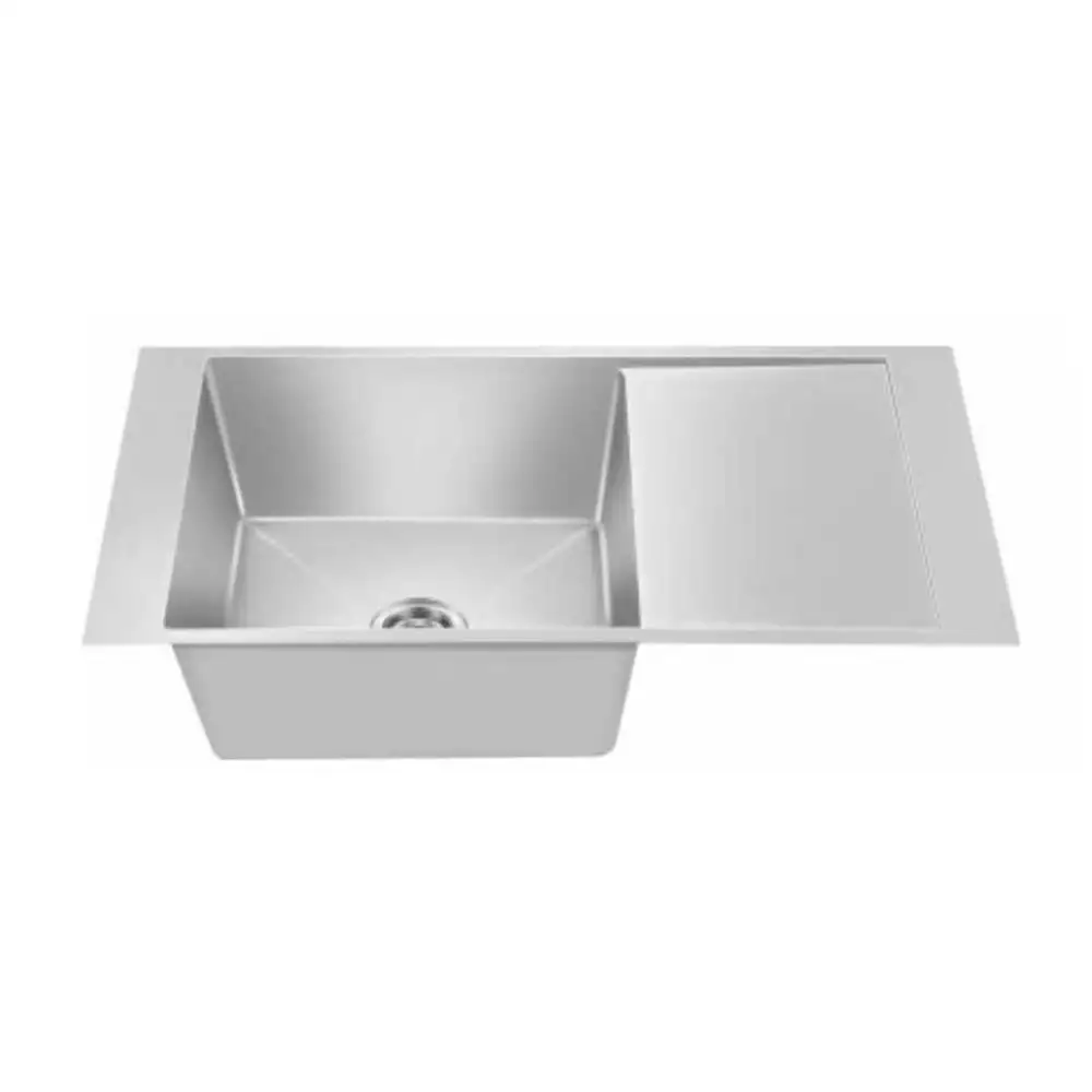 Nirali Maestor Small Handmade Stainless Single Bowl Kitchen Sink + Coupling Hairline - (36 x 18) Inches