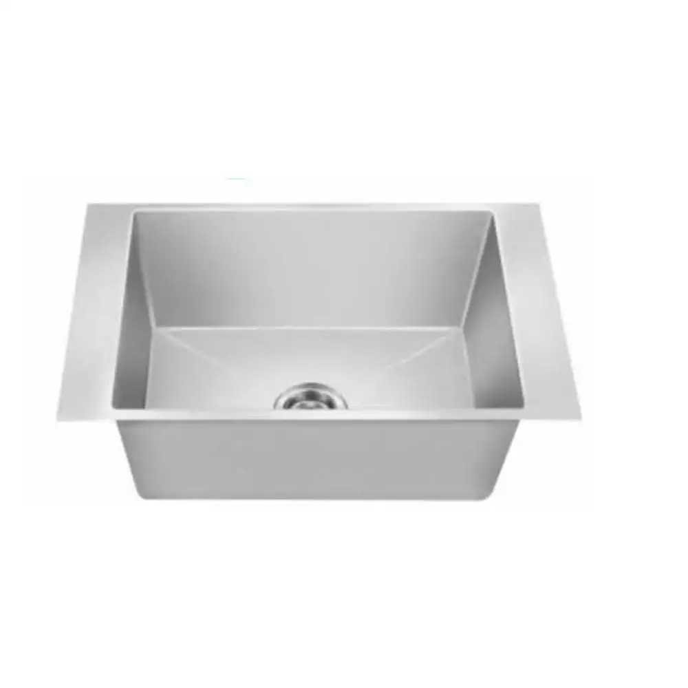 Nirali Maxus Big Handmade Stainless Single Bowl Kitchen Sink + Coupling Hairline - (28 x 18) Inches