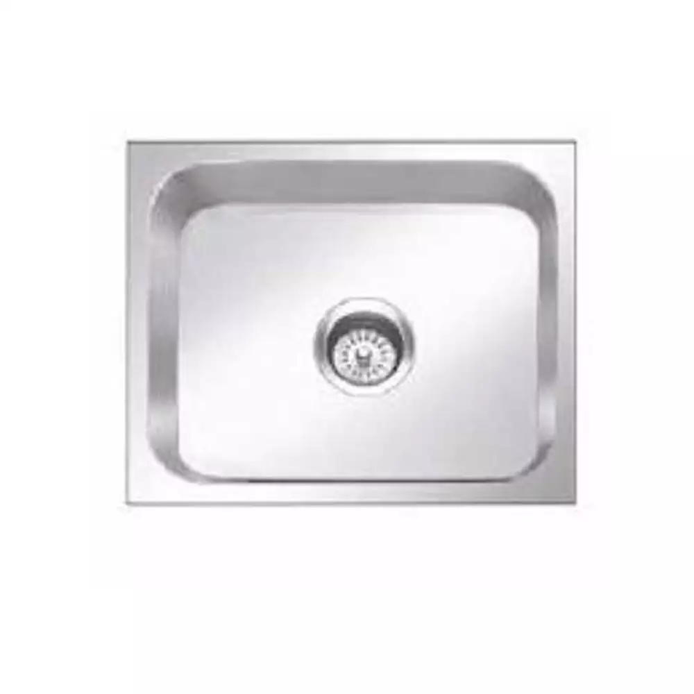 Nirali Orbis Large Pressed Stainless Single Bowl Kitchen Sink + Coupling Glossy - (24 x 18 x 10) Inches