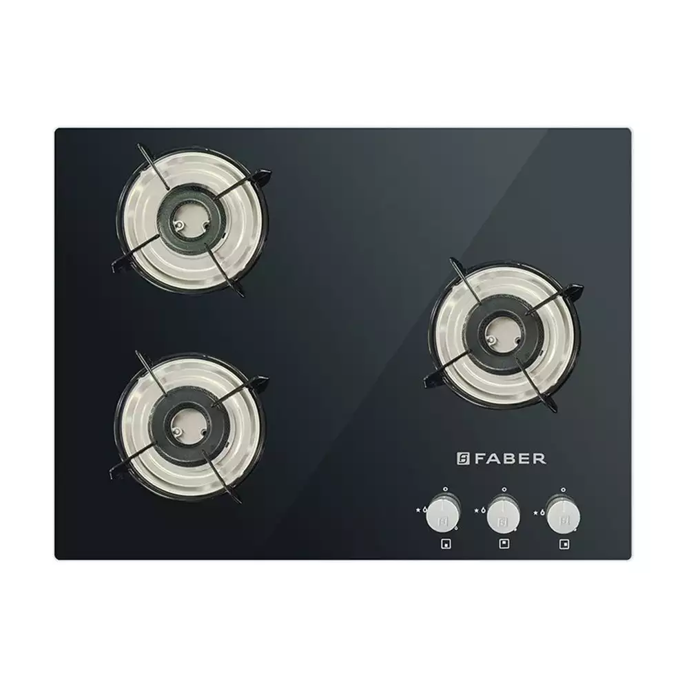 Faber HCT 653 CRR LBK EI AI 3 Burner Hob - Auto Ignition (Black)