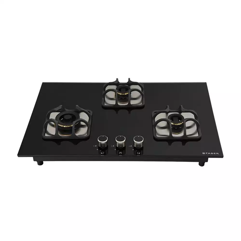 Faber Imperia+ 783 BRB CI BK 3 Brass Burner Hob - Auto Ignition (Black)