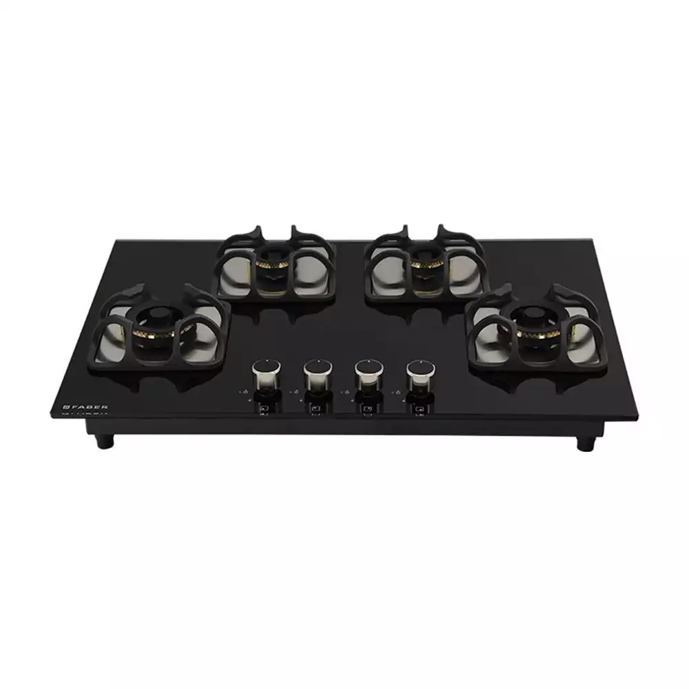 Faber Imperia+ 784 BRB CI BK 4 Brass Burner Hob - Auto Ignition (Black)