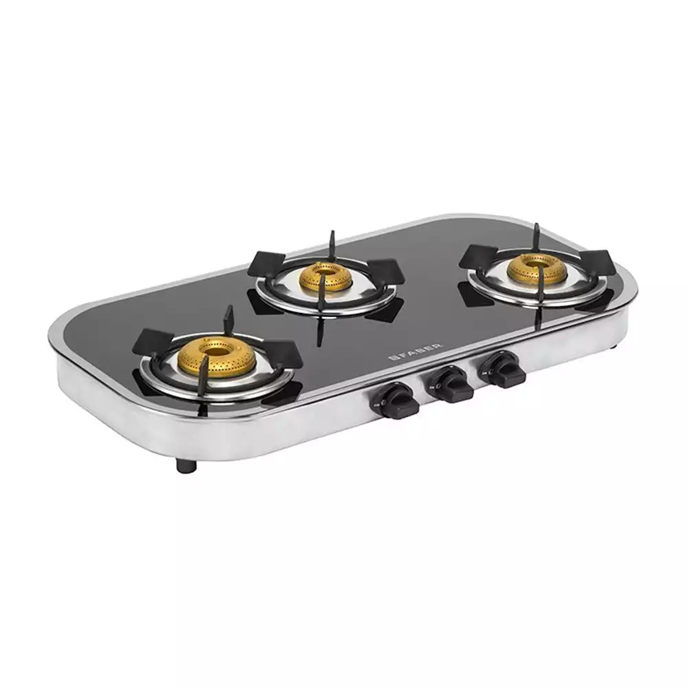 Faber Curvo Mirror 3BB SS 3 Brass Burner Cooktop (Silver)