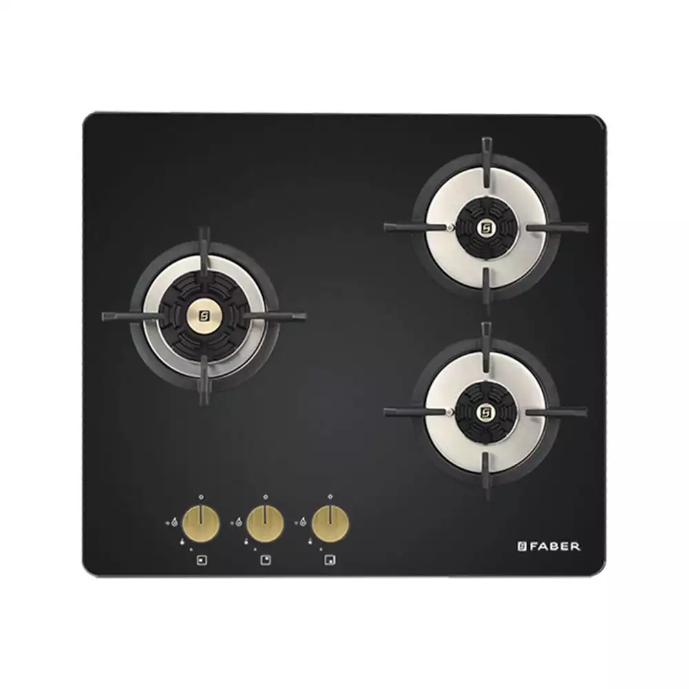 Faber Maxus HT603 CRS BR CI AI 3 Brass Burner Hob - Auto Ignition (Black)