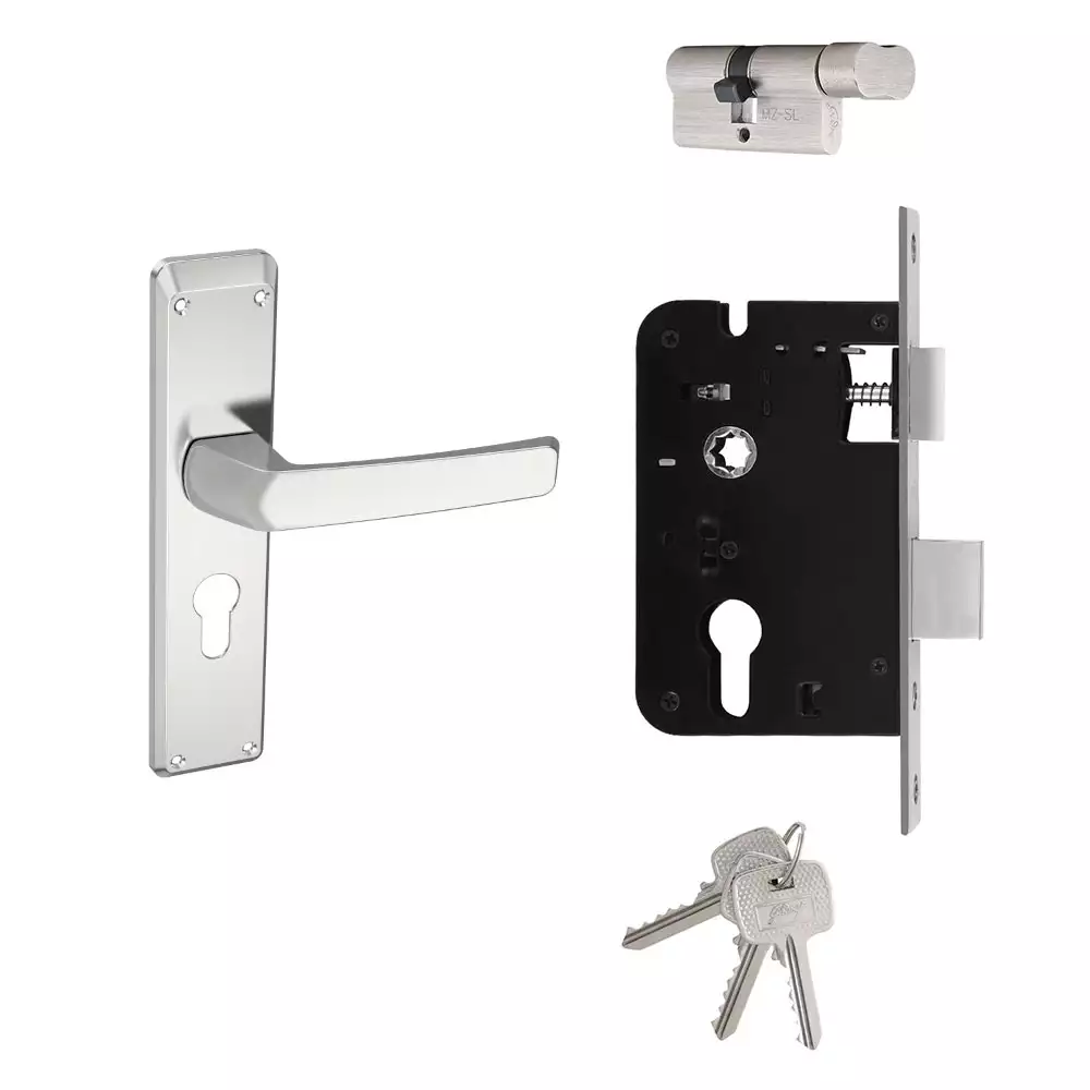 Godrej 2477 8 Inch CY Handle on Plate Door Handleset With One Side Key & One Side Knob