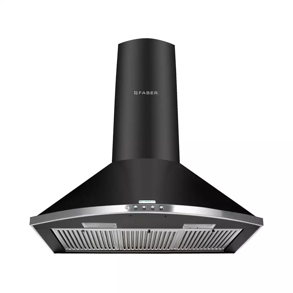 Faber Hood Tender 3D BK T2S2 LTW 90 Cm Baffle Filter Wall Mounted Kitchen Chimney, Suction Capacity -1095m3/hr (Black)