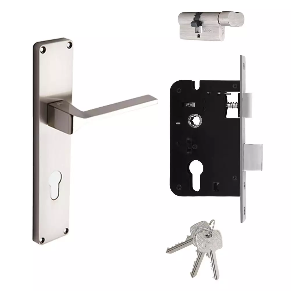 Godrej 5986 NEH 15 8 Inch CY Handle on Plate One Side Key & One Side Knob Door Handleset With Lock Body