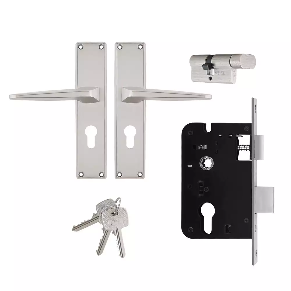 Godrej 5992 NEH 16 8 Inch CY Handle on Plate One Side Key & One Side Knob Door Handleset With Lock Body