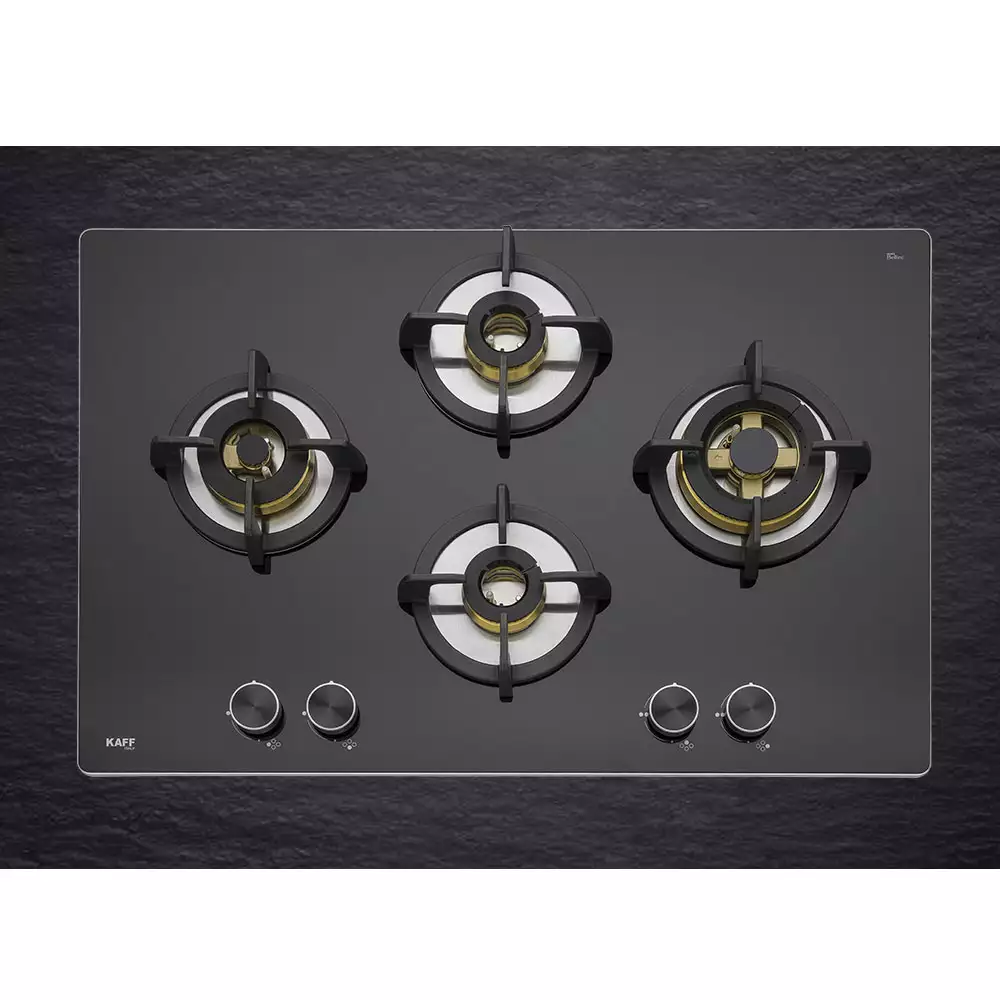 Kaff BLH 784 Full Brass High Efficiency Burners With Flame Failure Device, Auto Ignition And Metal Knobs, Built-in Hob (4 Burner)