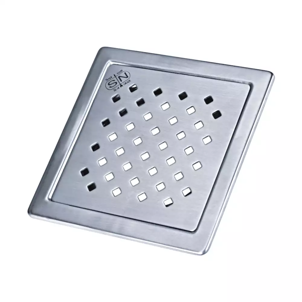 S N Brothers Floor Drain 5” without Hole with Frame Square in Sqaure with Lock Matt Finish