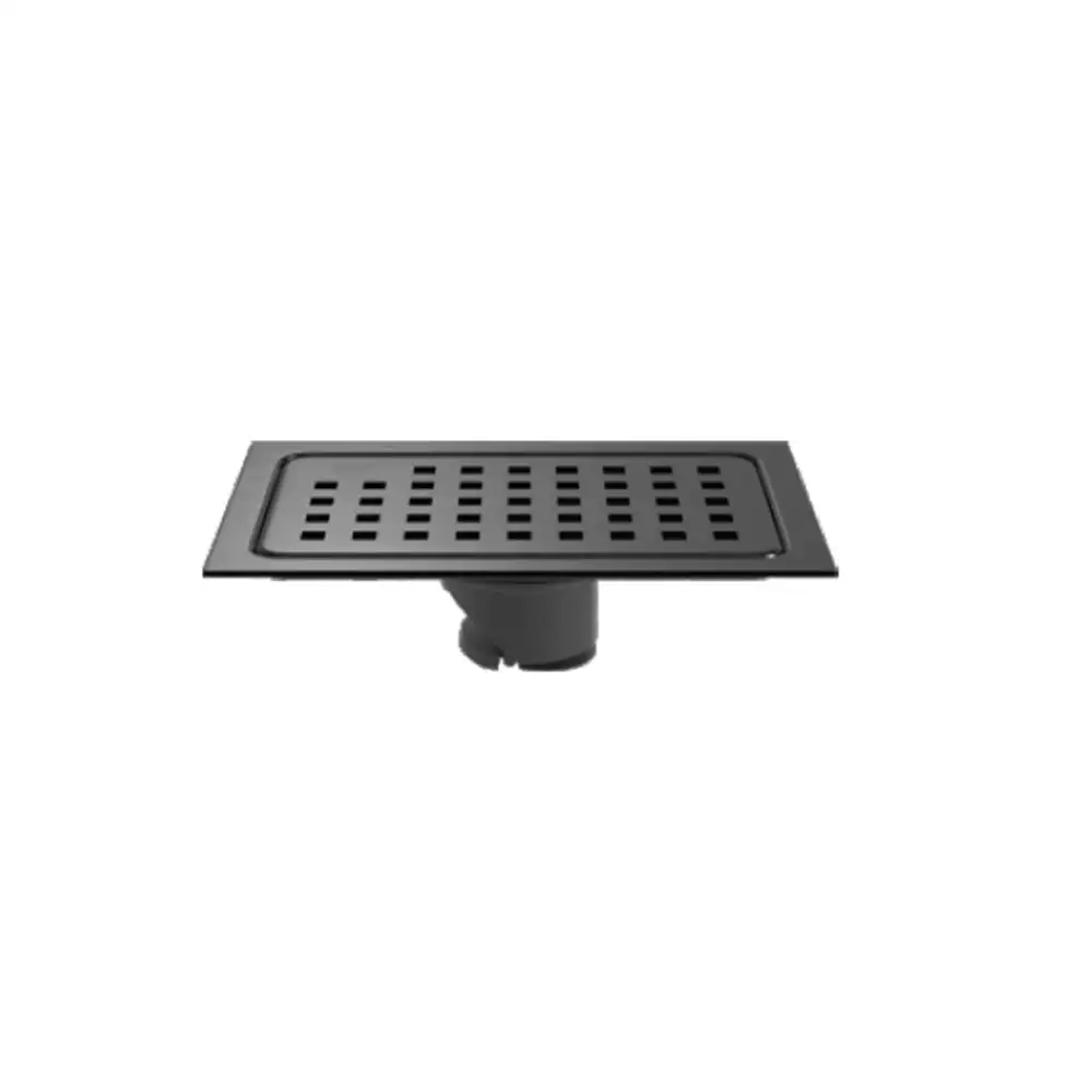 Hekken Stainless Steel Floor Drain, Brush Black [150 mm x 100 mm] - (hek-Artix-SQ-Brush Black)